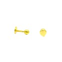Yellow gold plated heart piercing earrings in 925 silver