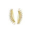 Orecchini ear cuff ad archetto con spole di zirconi bianchi placcati oro giallo in argento 925