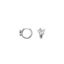Hoop earrings with snap closure with white gold plated zircon butterfly in 925 silver