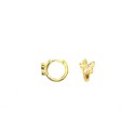 Hoop earrings with snap closure with yellow gold plated zircon butterfly in 925 silver