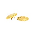Electroformed stud earrings oval button with spiral. with yellow gold plated pin and clip closure in 925 silver