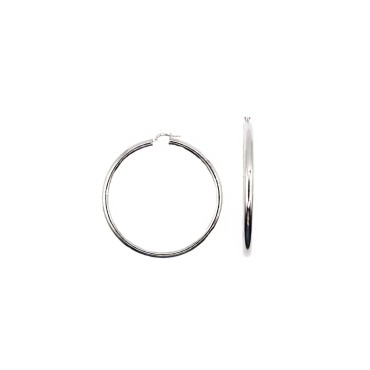 Internal hoop earrings 54 mm barrel 4 with white gold plated snap closure in 925 silver