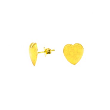 Orecchini a lobo cuore bombato 10.5x11mm placcati oro giallo in argento 925