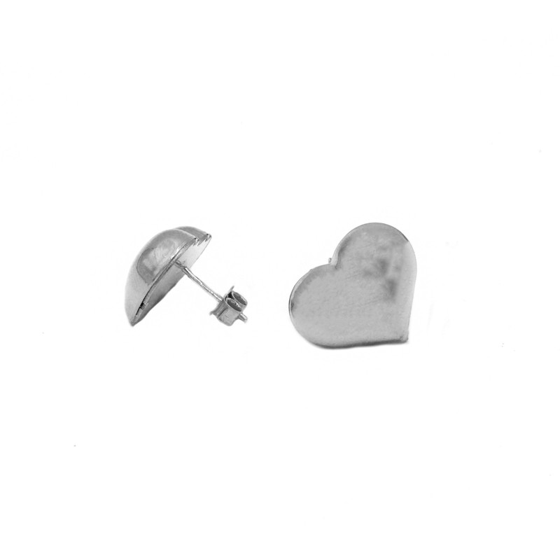 White gold plated 925 silver 18.5x15.5mm boxed heart lobe earrings