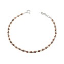 Brown faceted hematite bracelet and white gold plated shiny spheres in 925 silver
