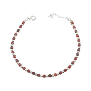 Bracciale a sfere e zirconi arancioni faccettati placcato oro bianco in argento 925