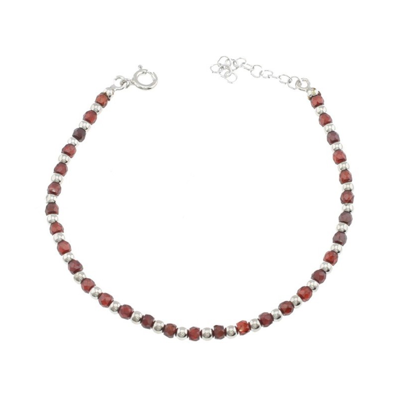 Bracciale a sfere e zirconi arancioni faccettati placcato oro bianco in argento 925