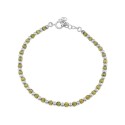 White gold plated ball bracelet and green zircons in 925 silver