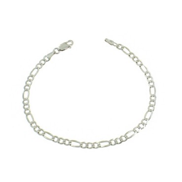 Bracciale maglia a catena 3 1 da 3 mm placcato oro bianco in argento 925