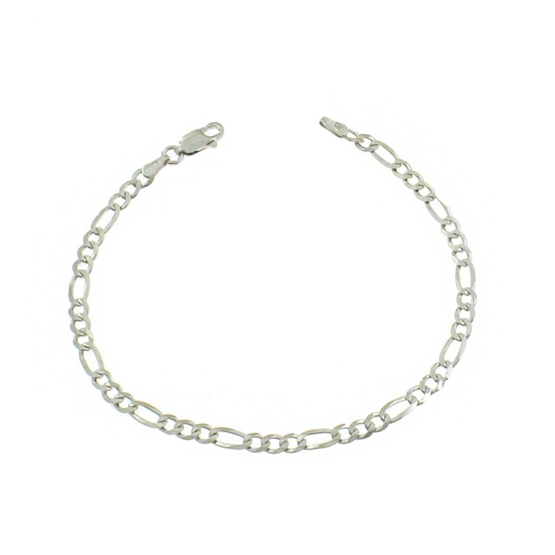 White gold plated 3 1 3 mm chain link bracelet in 925 silver