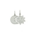 Divisible sun and moon pendant in white gold plated 925 silver plate