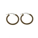 Orecchini a cerchio con chiusura a scattino smaltato marrone placcati oro bianco in argento 925