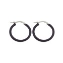 White gold-plated hoop earrings with purple enamel snap closure in 925 silver