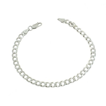 White gold plated 5 mm curb mesh bracelet in 925 silver