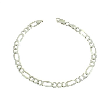 Bracciale maglia a catena 3 1 da 5 mm placcato oro bianco in argento 925