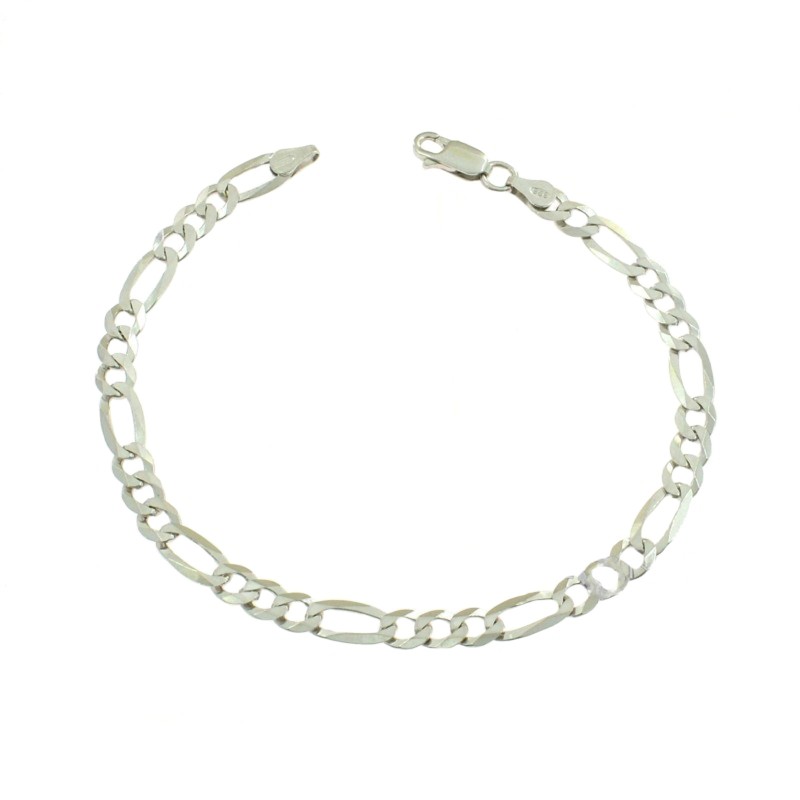 Bracciale maglia a catena 3 1 da 5 mm placcato oro bianco in argento 925