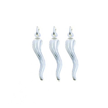 Ciondoli corni 8x34 mm in argento 925 (3 pz.)