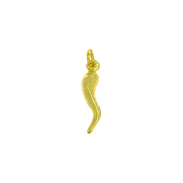 Ciondolo corno 26x6 mm placcato oro giallo in argento 925