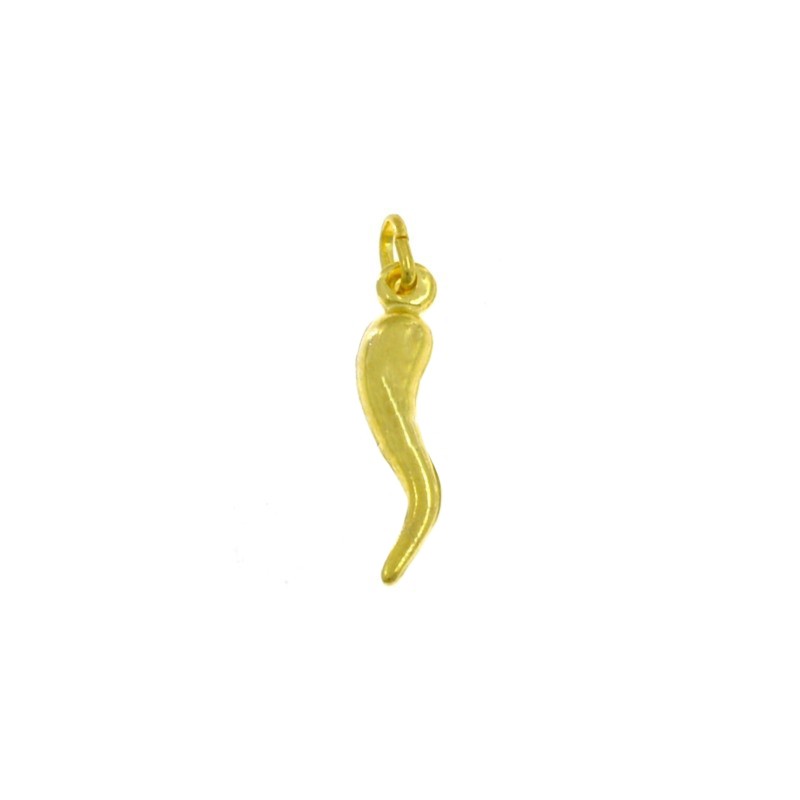 Ciondolo corno 26x6 mm placcato oro giallo in argento 925