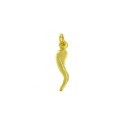Yellow gold plated horn pendant 26x6 mm in 925 silver