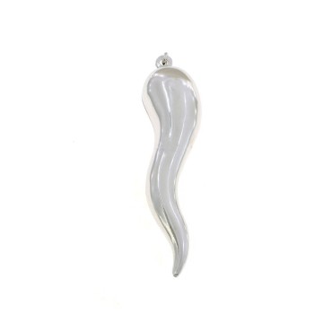 Horn pendant 20x80 mm white gold plated in 925 silver