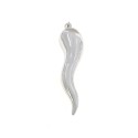 Horn pendant 20x80 mm white gold plated in 925 silver