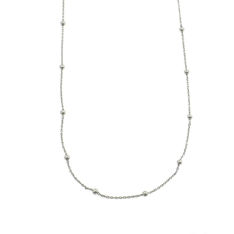 2.5mm alternating ball chain. white gold plated 925 silver (45 cm)