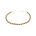 Anklet with diamond spheres and yellow gold plated coral paste spheres in 925 silver