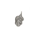 Pendant mother with baby in perforated and engraved plate white gold plated in 925 silver