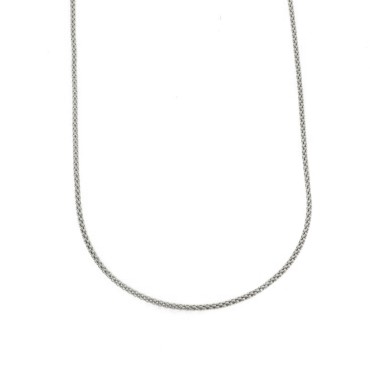 White gold plated pop corn link chain in 925 silver (50 cm)