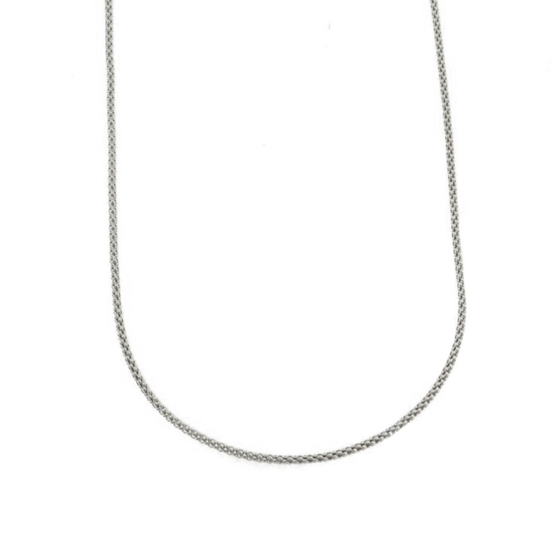White gold plated pop corn chain in 925 silver (90 cm)