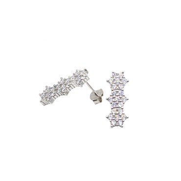 Orecchini trilogy big con zirconi bianchi a fiore placcato oro bianco in argento 925