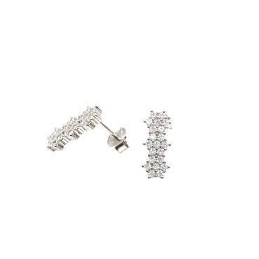 Orecchini trilogy small con zirconi bianchi a fiore placcato oro bianco in argento 925