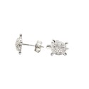 Turtle lobe earrings with white gold plated white cubic zirconia pave shell in 925 silver
