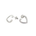 Orecchini a lobo sagoma cuore semi zirconato bianco placcato oro bianco in argento 925