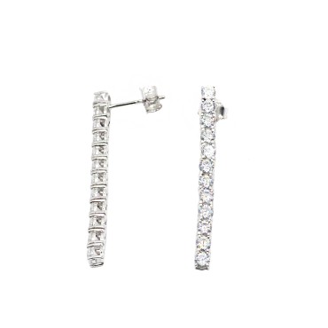 Orecchini pendenti tennis con zirconi bianchi da 3 mm placcati oro bianco in argento 925