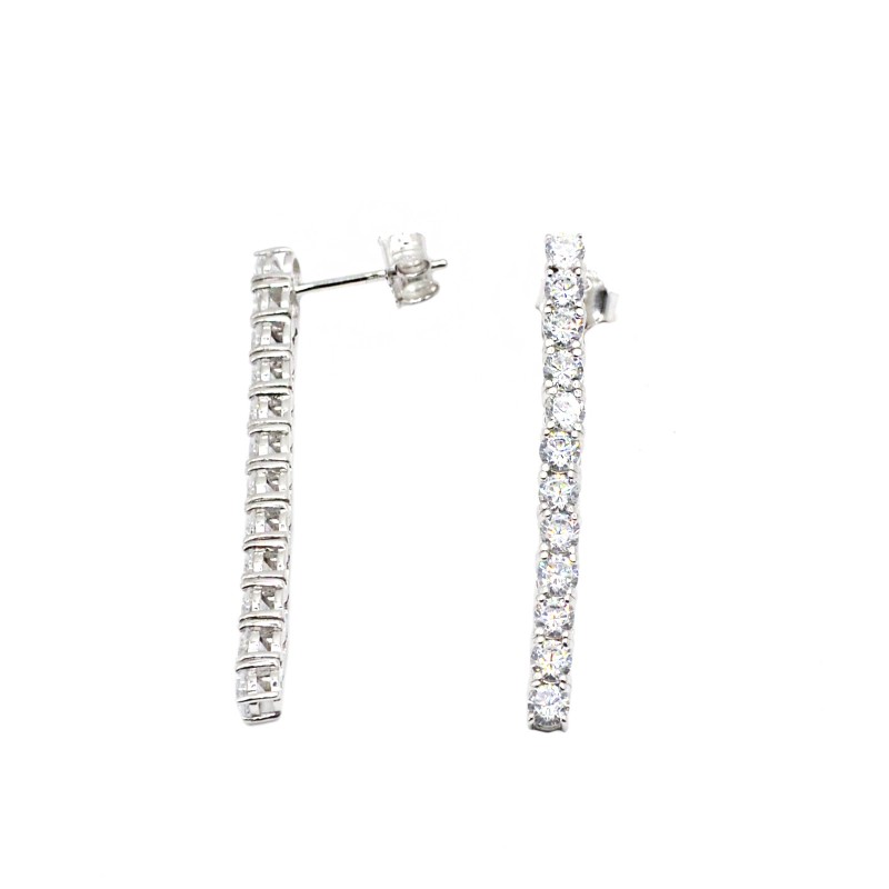 Orecchini pendenti tennis con zirconi bianchi da 3 mm placcati oro bianco in argento 925