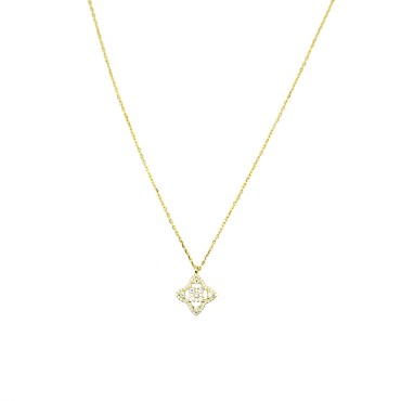 Collana forzatina con toppa zirconata bianca e traforata placcato oro giallo argento925