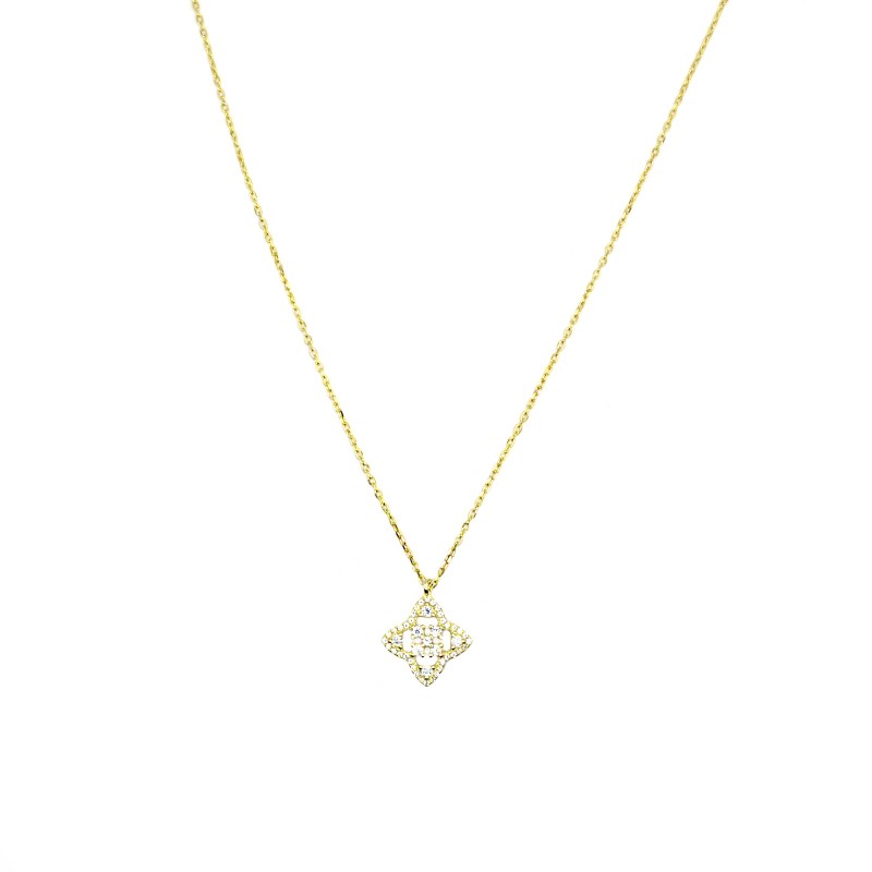 Collana forzatina con toppa zirconata bianca e traforata placcato oro giallo argento925