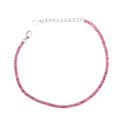 Bracciale tennis di zirconi fucsia 2 mm placcato oro bianco in argento 925