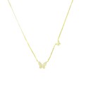 Forced link necklace with central and lateral butterfly paved with white zircons yellow gold plated in 925 silver
