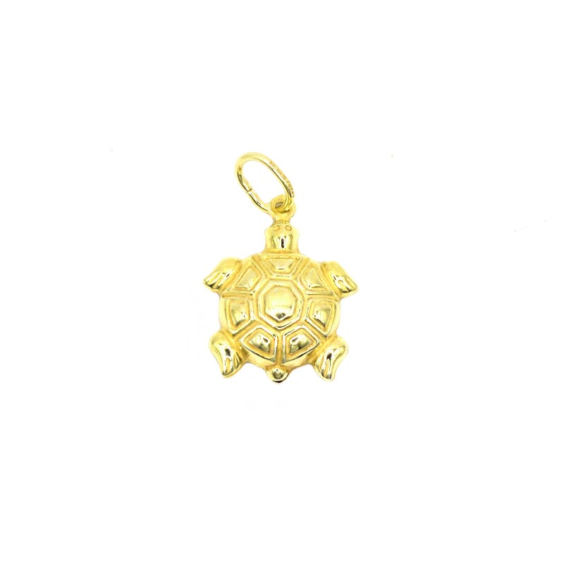 Yellow gold plated turtle pendant in 925 white silver