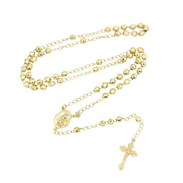 Collana rosario a Y placcata oro giallo con sfera faccettata da 5 mm in argento 925 (60 cm)