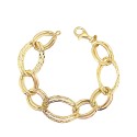 Bracciale catena doppia maglia ,liscia e martellata placcato oro giallo in  argento 925