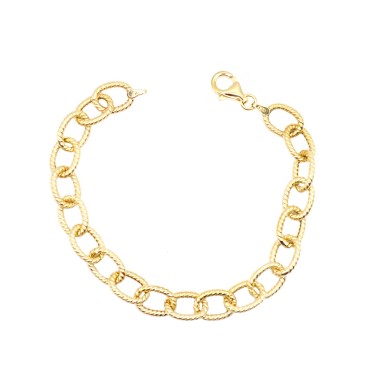 Bracciale catena ovale a corda placcato oro giallo in argento 925