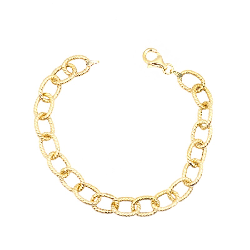 Bracciale catena ovale a corda placcato oro giallo in argento 925