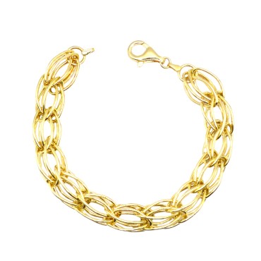 Bracciale catena maglia ovale a spiga placcato oro giallo in argento 925