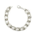Bracciale catena maglia ovale a spiga placcato oro bianco in argento 925