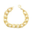Bracciale catena maglia ovale diamantata a spiga placcato oro giallo in argento 925