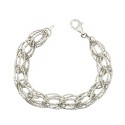 Bracciale catena maglia ovale diamantata a spiga placcato oro bianco in argento 925